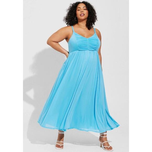 Torrid soft mesh pleated maxi dress 5x - Picture 1 of 10